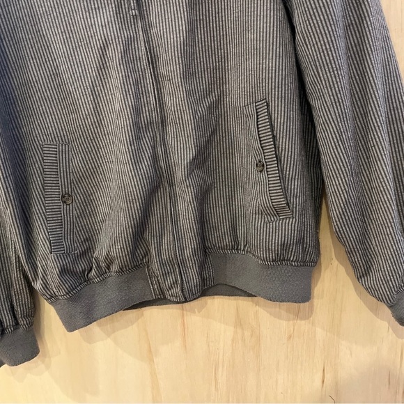 Haspel Men's Zipper Jacket coat size large grey stripe bomber - Picture 4 of 8